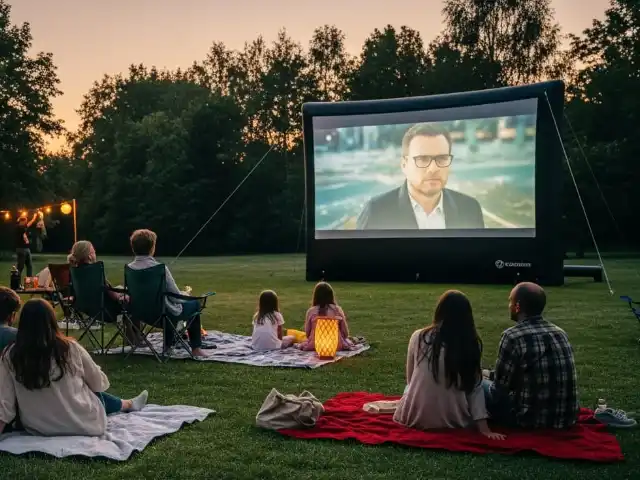 Cine en Jardín con Pantalla Inflable Profesional